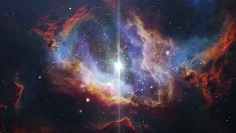 vuelo espacial a través de nebulosas coloridas en el espacio profundo, universo 4k