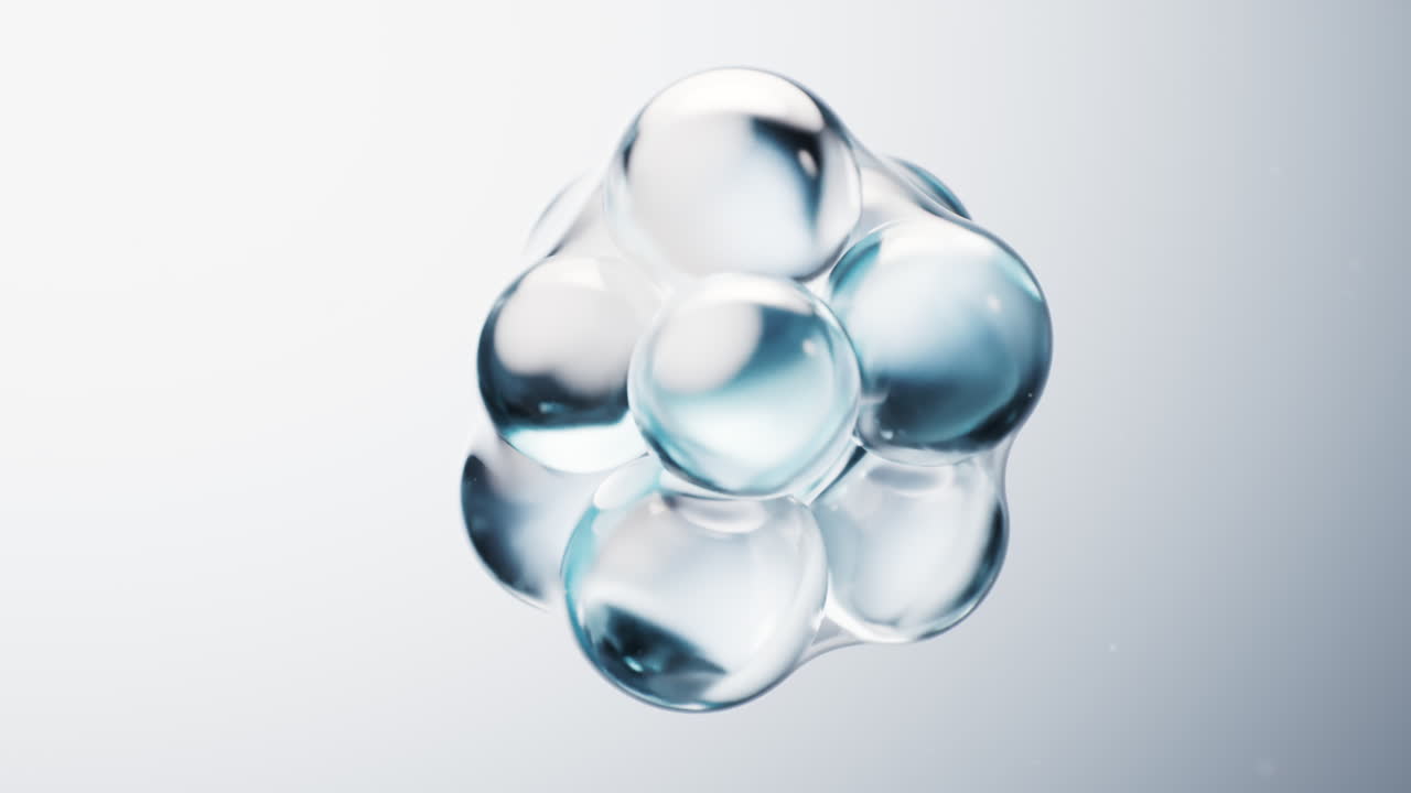 Transparent blue bubbles background, 3d rendering