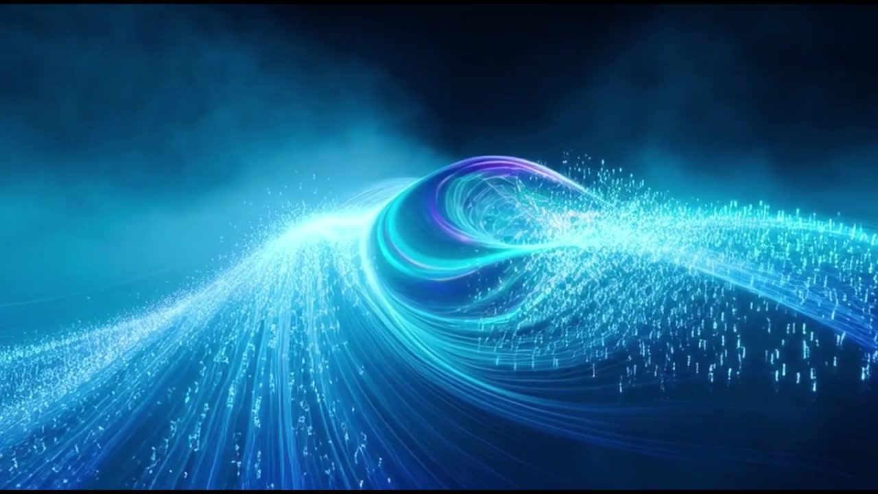 Abstract Digital Data Flow with Glowing Blue Light Particles