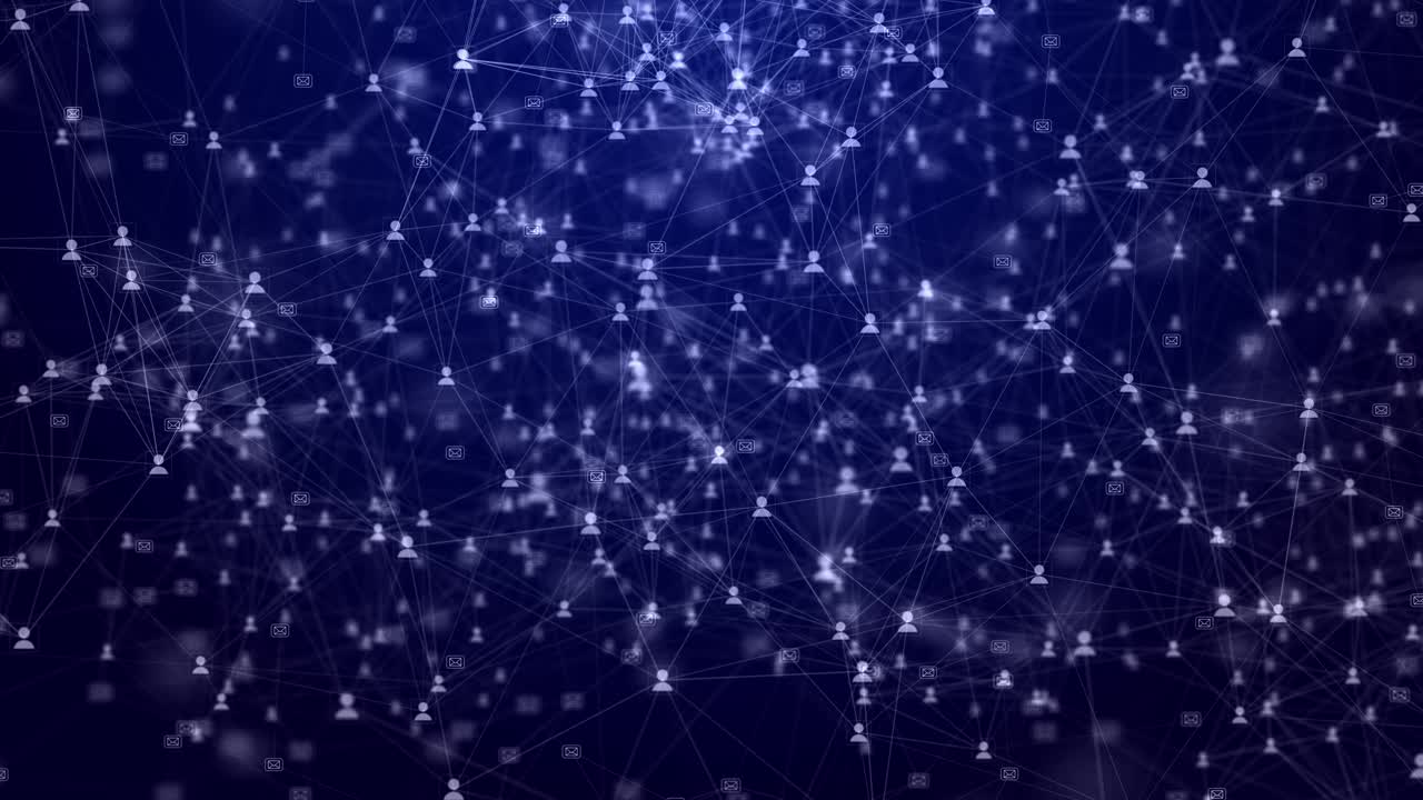 Abstract visualization of global networking communication plexus interconnected user icons through