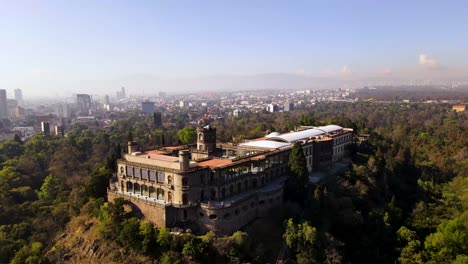 drone image of a castle in the middle of a forest in the city