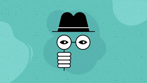 cyber security spy eyes and hat animation