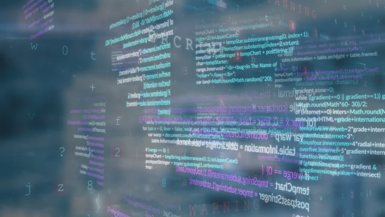 어두운 배경 위에서 컴퓨터 데이터 처리의 애니메이션