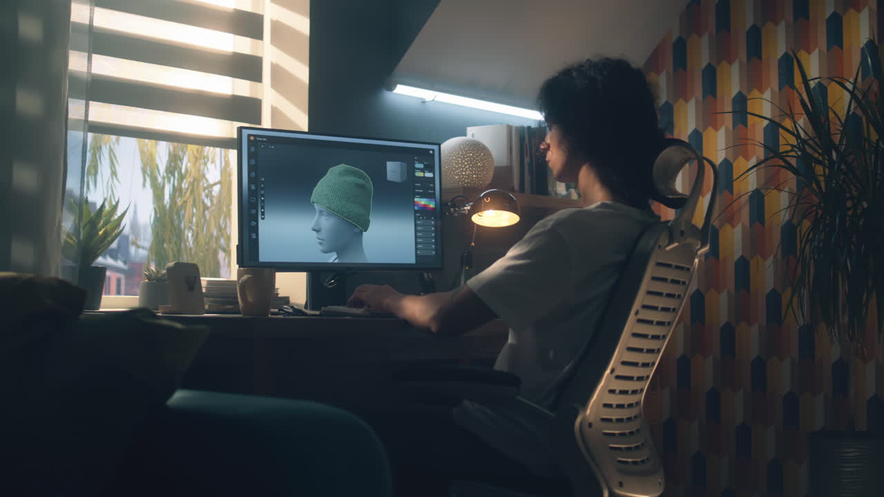 Guy Designing Clothes in 3D Modeling Software