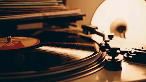 Vintage Vinyl Record Player with Records