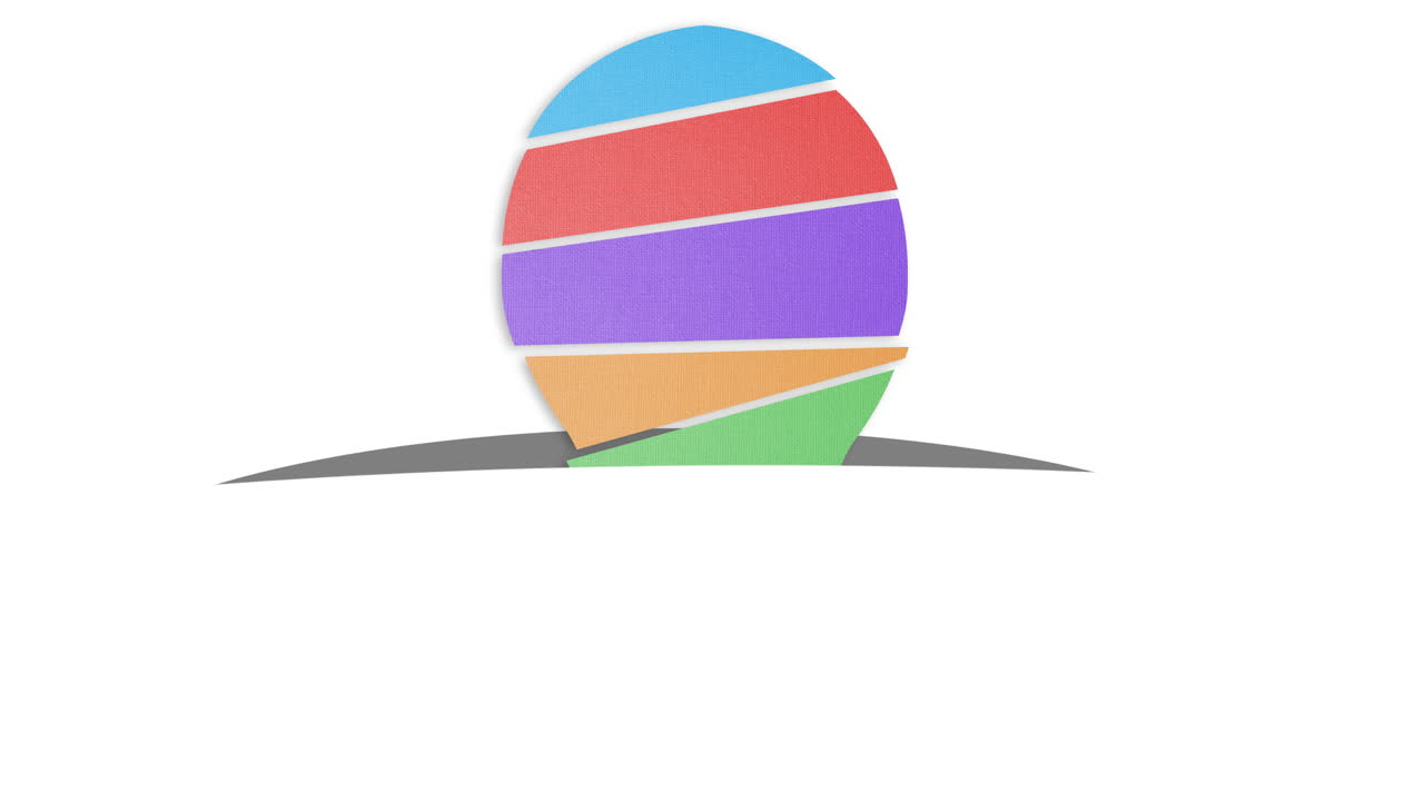 ⁇ 색 배경에 다채로운 조각으로 만들어진 원의 애니메이션