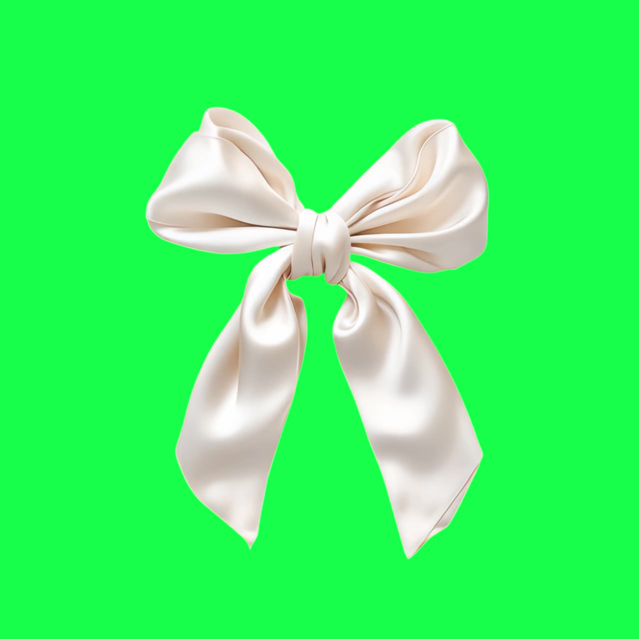 Elegant satin bow animation, transparent 4K video, green screen