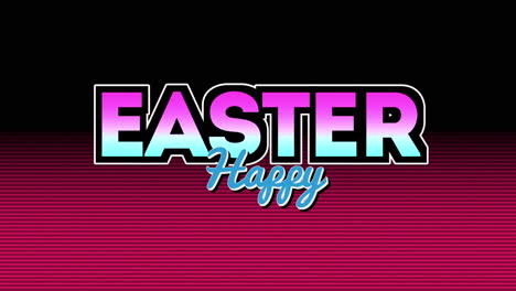 neon pink and blue easter on black and pink striped background