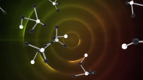 animación de la red de conexiones sobre círculos rojos y naranjas