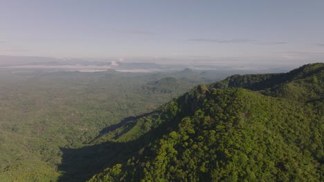 Drone-Flies-Above-Countryside-Mountains-Landscape-In-Panama,-El-Valle-De-Anton-Crater