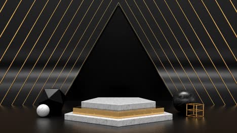 fondo 3d moderno. soporte de producto de mármol blanco. animación 3d de bucle para la moda