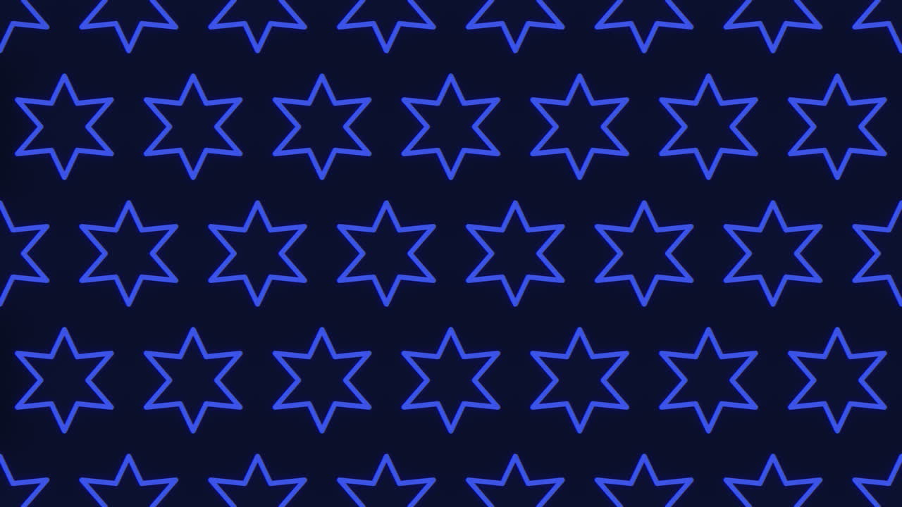 patrón simétrico de estrellas azules de cinco puntas sobre fondo negro
