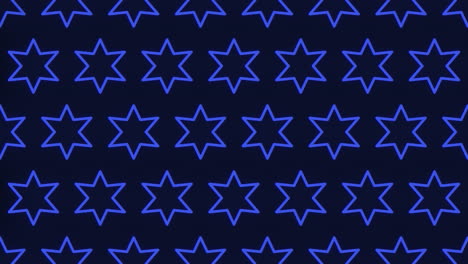 Patrón-Simétrico-De-Estrellas-Azules-De-Cinco-Puntas-Sobre-Fondo-Negro