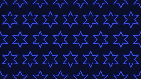 symmetrical pattern of blue five-pointed stars on black background