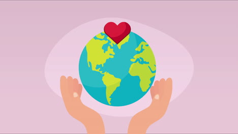 world planet with heart love animation