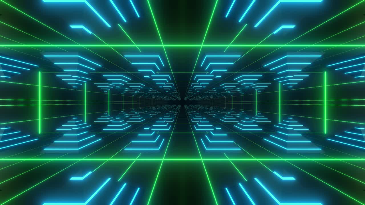 Visualizzazione 3D di tunnel al neon