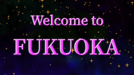 bienvenido a fukuoka mensaje de texto animación gráficos en movimiento