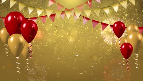 golden merry christmas ornaments balloons 4k loop animation background holidays glowing decoration