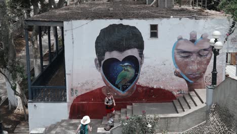 stable shot of an interesting graffiti art in the district of barranco