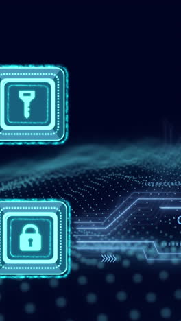 Animation of data processing with online security key over computer circuit board