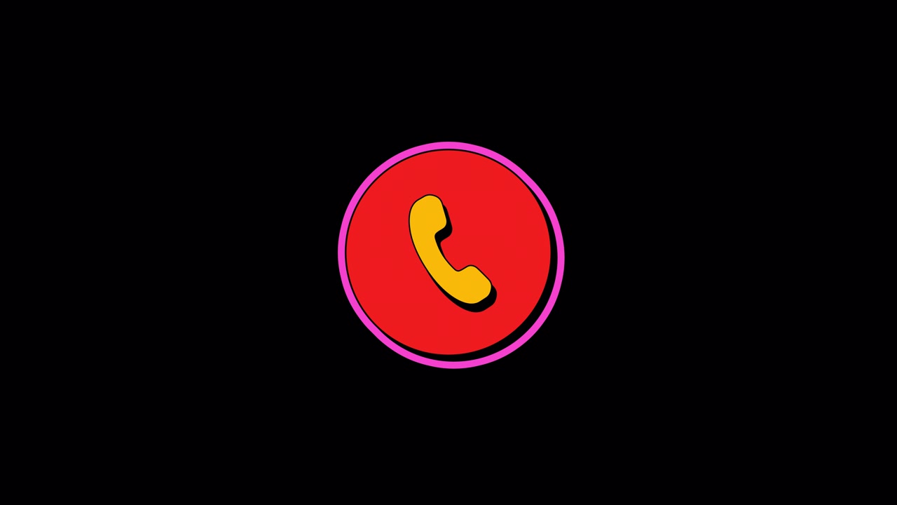 Icône de téléphone animée sur fond rouge.