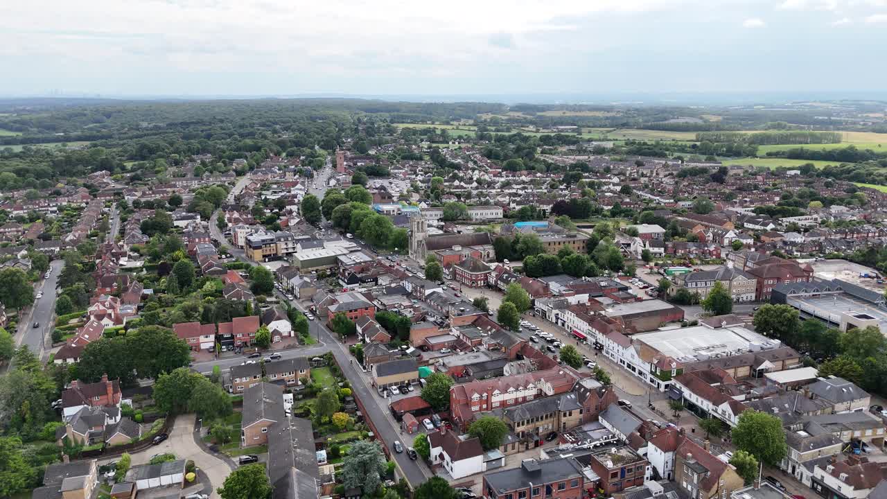 Aerial View of a Quaint Town Blending with Countryside
