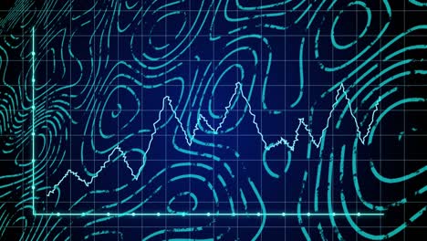 animación del procesamiento de datos estadísticos y la topografía contra un fondo azul