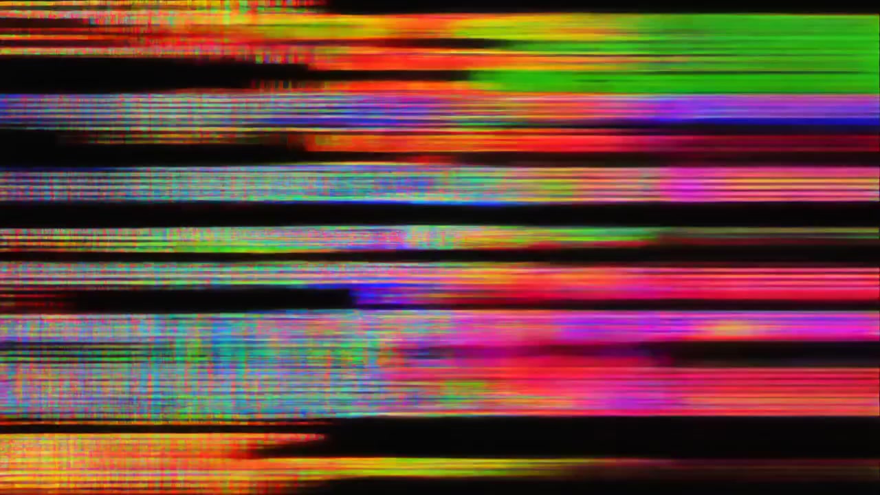 Digital Glitch Effect with Colorful Horizontal Lines and Noise