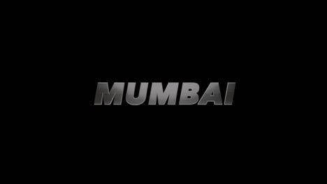 Stadt-Mumbai,-Indien,-3D-Grafiktitel,-Look-Aus-Gebürstetem-Stahl,-Füllung-Und-Alphakanal