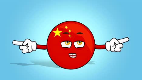 cartoon icon flag china unhappy double side pointer speak with face animation