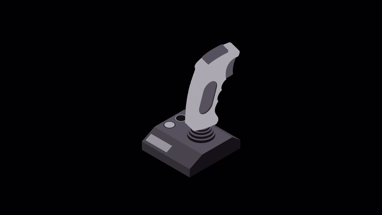 Animated Isometric Joystick Appearing and Wiggling on Black Background