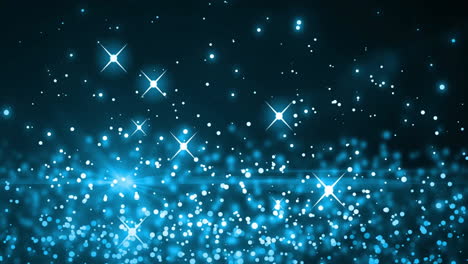 glowing blue particles and stars animation over dark background