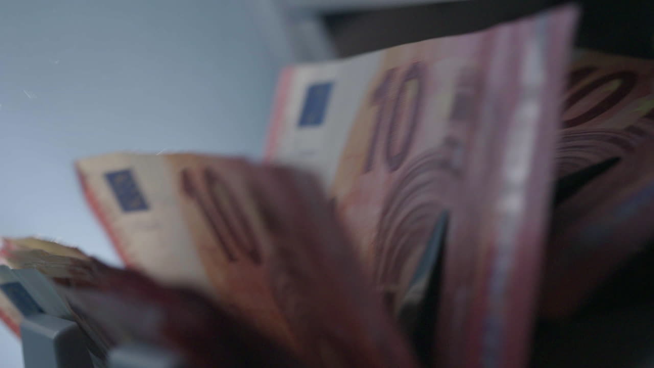 Euro Banknotes being dispensed