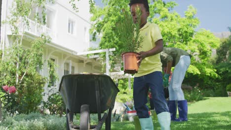 family gardening together