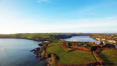 aerial view of landscape and river 4k