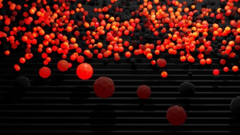esferas o bolas caen en escalones rebotan de la escalera y rodan hacia abajo se iluminan y forman un patrón. esferas y bolas como bombillas abstractas o guirnaldas. fondo abstracto 4k 3d render motion design estilo nft