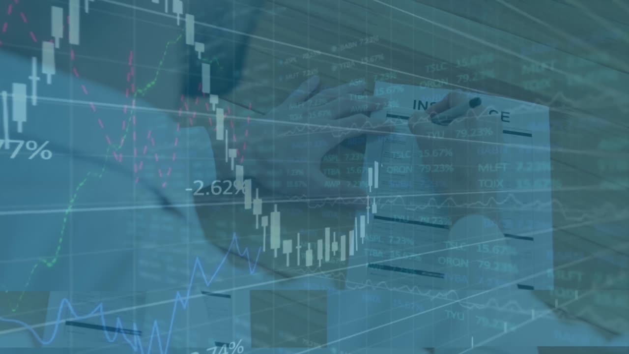 사업가의 글쓰기에 대한 금융 데이터 처리의 애니메이션