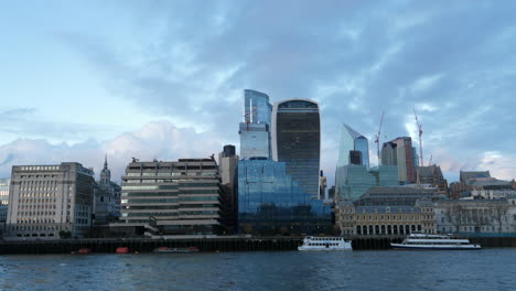 london city financial district skyline and river thames