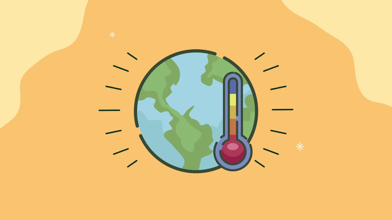 animación ecológica con tierra y termómetro