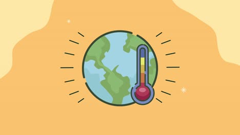 animación ecológica con tierra y termómetro