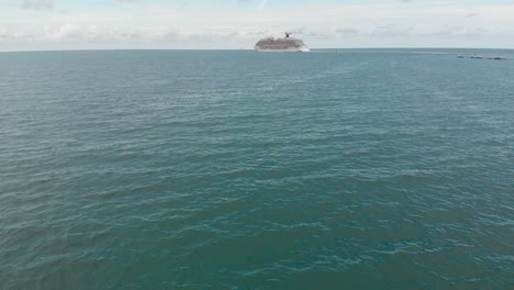 Aerial-View-of-Cruise-Ship-Boat-in-Ocean