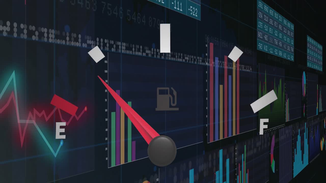 자동차 패널 위의 데이터 처리의 애니메이션