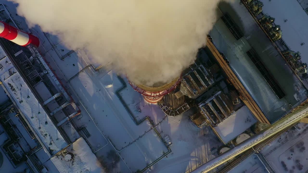 Aerial View of a Power Plant in Winter