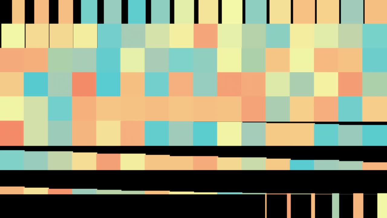bucle plano 2d sin costuras. animación. líneas abstractas de colores de patrones geométricos que aparecen y desaparecen uno por uno en el fondo negro