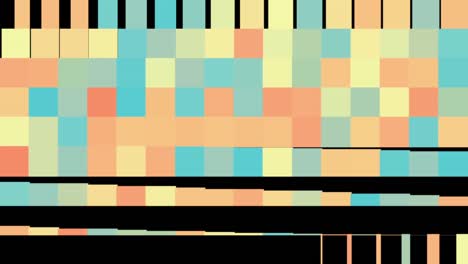bucle plano 2d sin costuras. animación. líneas abstractas de colores de patrones geométricos que aparecen y desaparecen uno por uno en el fondo negro