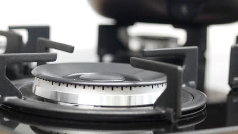 close-up of a gas stove burner