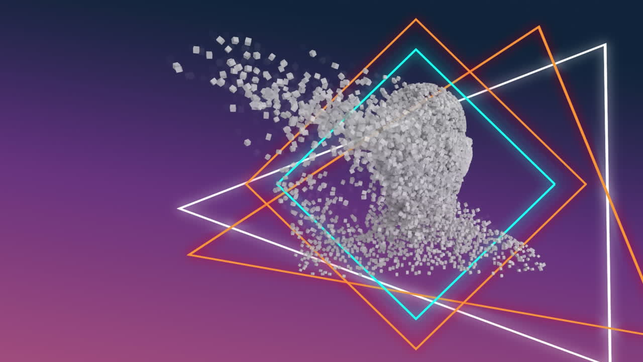 기하학적 모양을 가진 움직이는 인간 부스트
