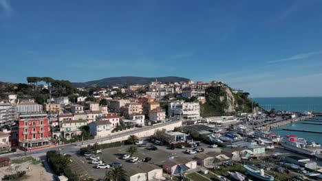 Numana-village,-Conero-Riviera-in-Le-Marche,-I-Italy,-drone-aerial-footage