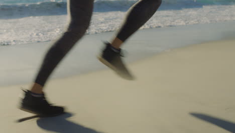 Running,-fitness-and-legs-of-a-woman-at-the-beach