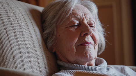 portrait of a serene elderly woman relaxing in an armchair